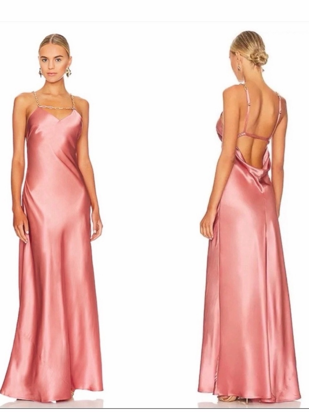 cult gaia Kyria Gown Jaipur Rose Satin Backless Slip Gown
